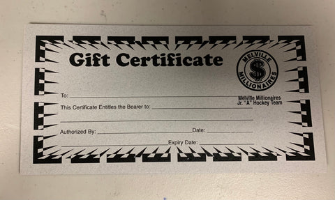Melville Millionaires Store Gift Certificate